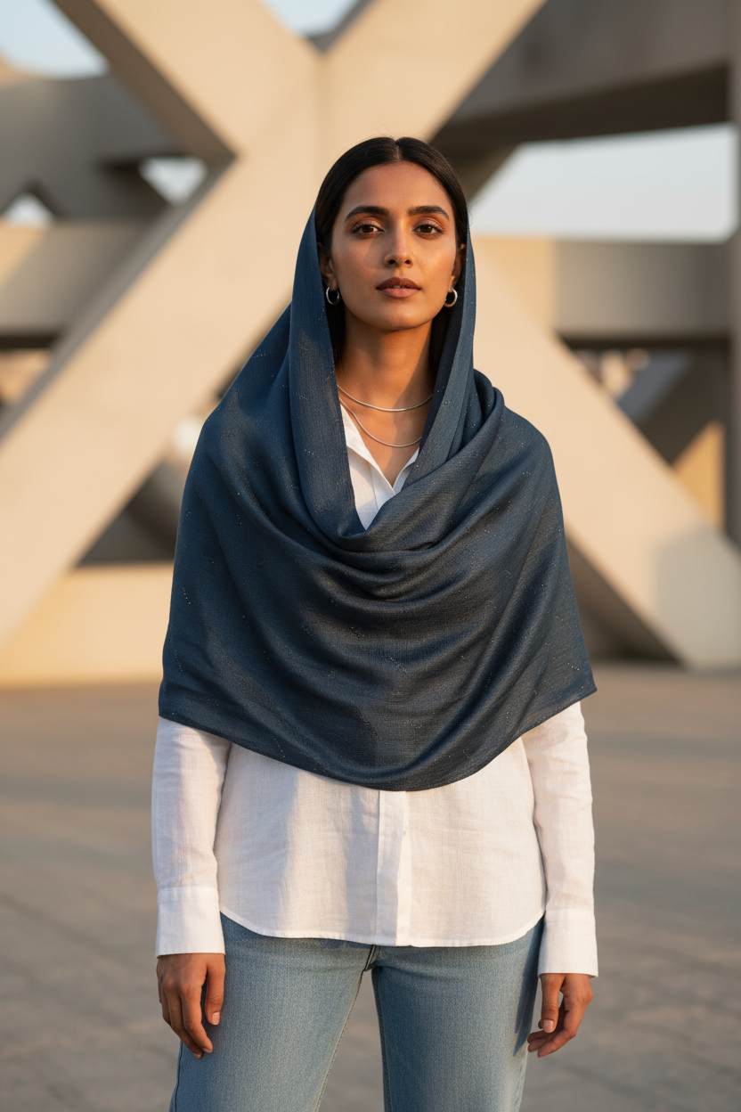 Teal Shimmer — Chiffon Scarf