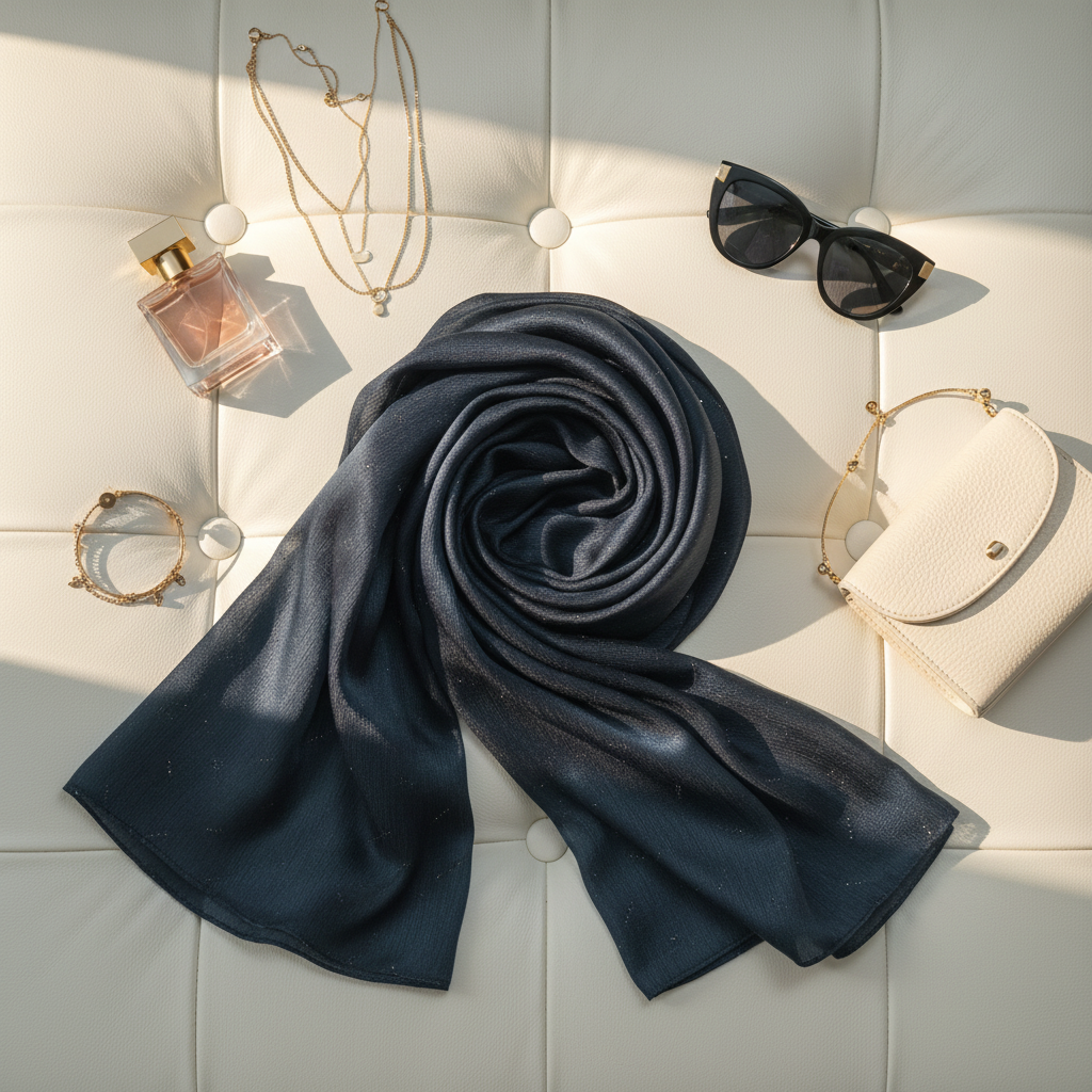 Teal Shimmer — Chiffon Scarf
