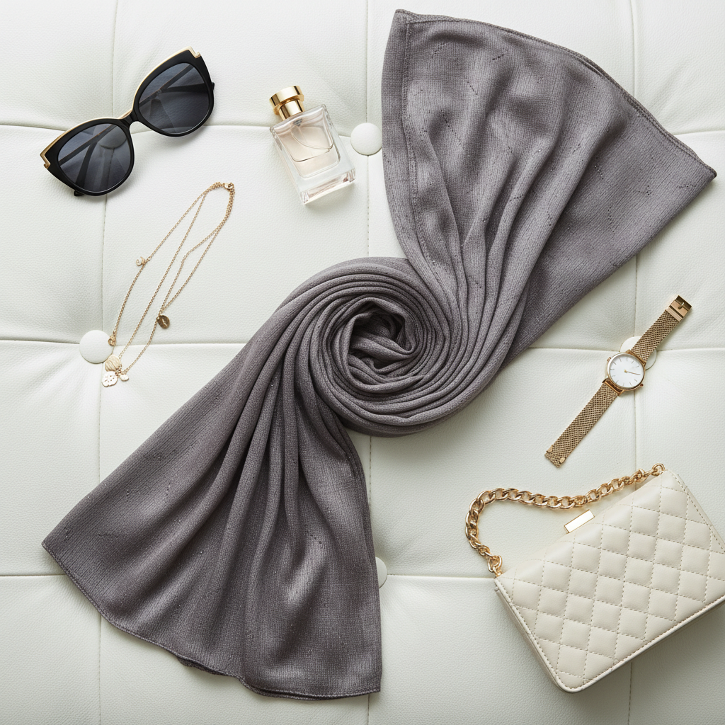 Ash Shimmer — Chiffon Scarf