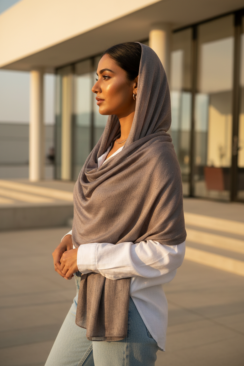 Ash Shimmer — Chiffon Scarf