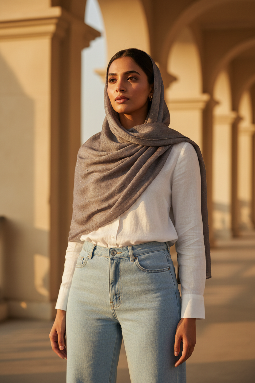 Ash Shimmer — Chiffon Scarf