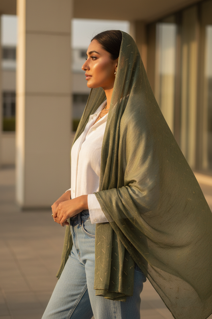 Olive Aura — Chiffon Scarf