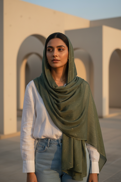 Olive Aura — Chiffon Scarf