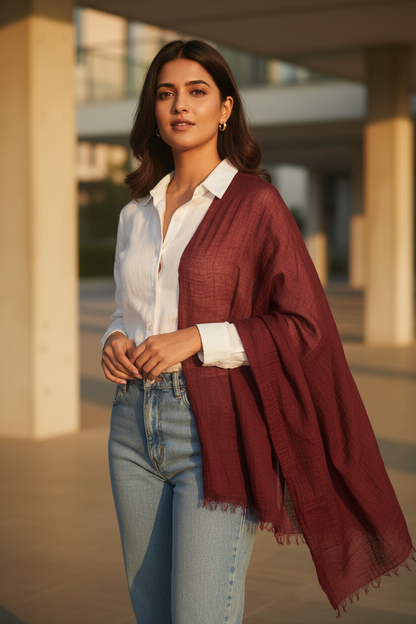 Berry Veil — Crinkled Cotton Scarf