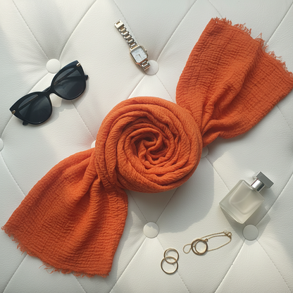 Cinnamon Dusk — Crinkled Cotton Scarf