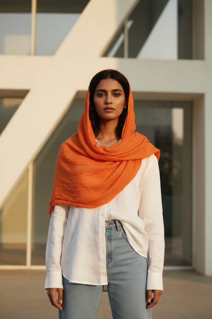 Cinnamon Dusk — Crinkled Cotton Scarf