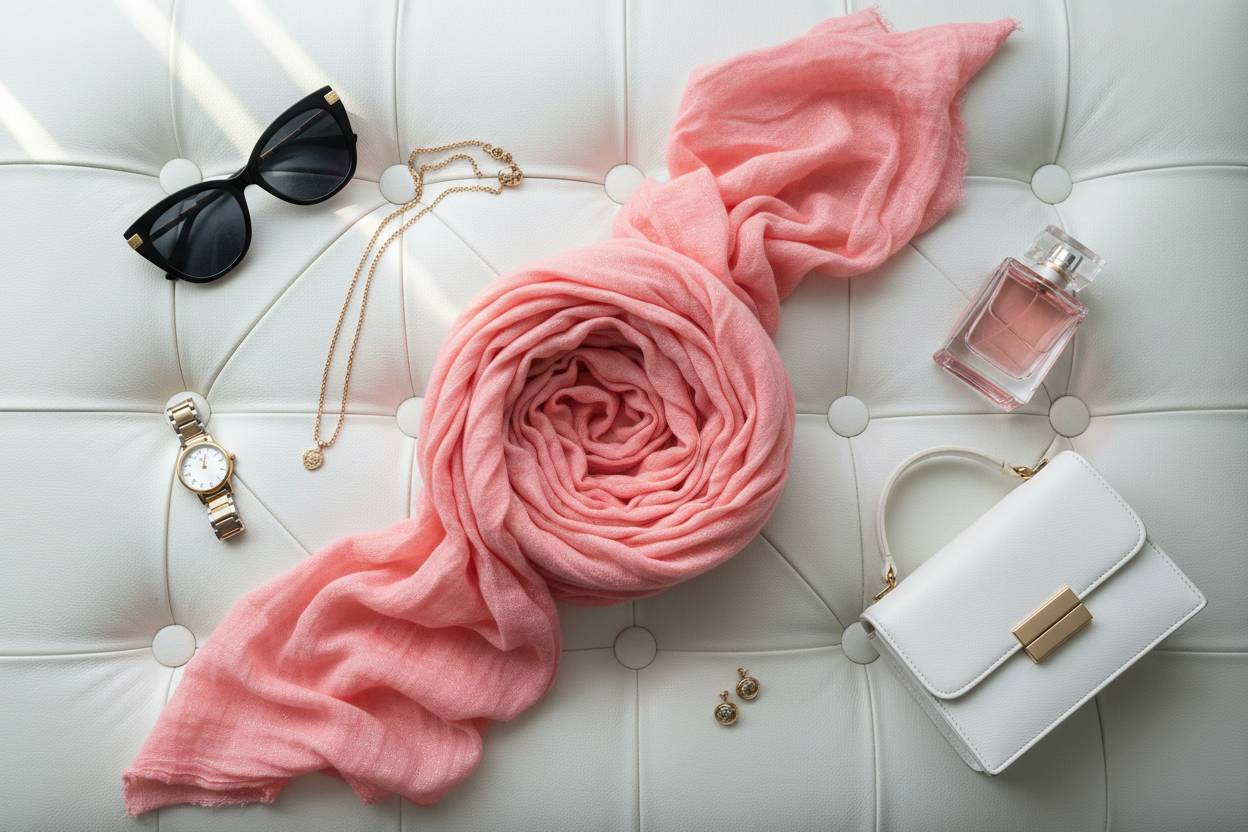 Peach Blush — Crinkled Cotton Scarf