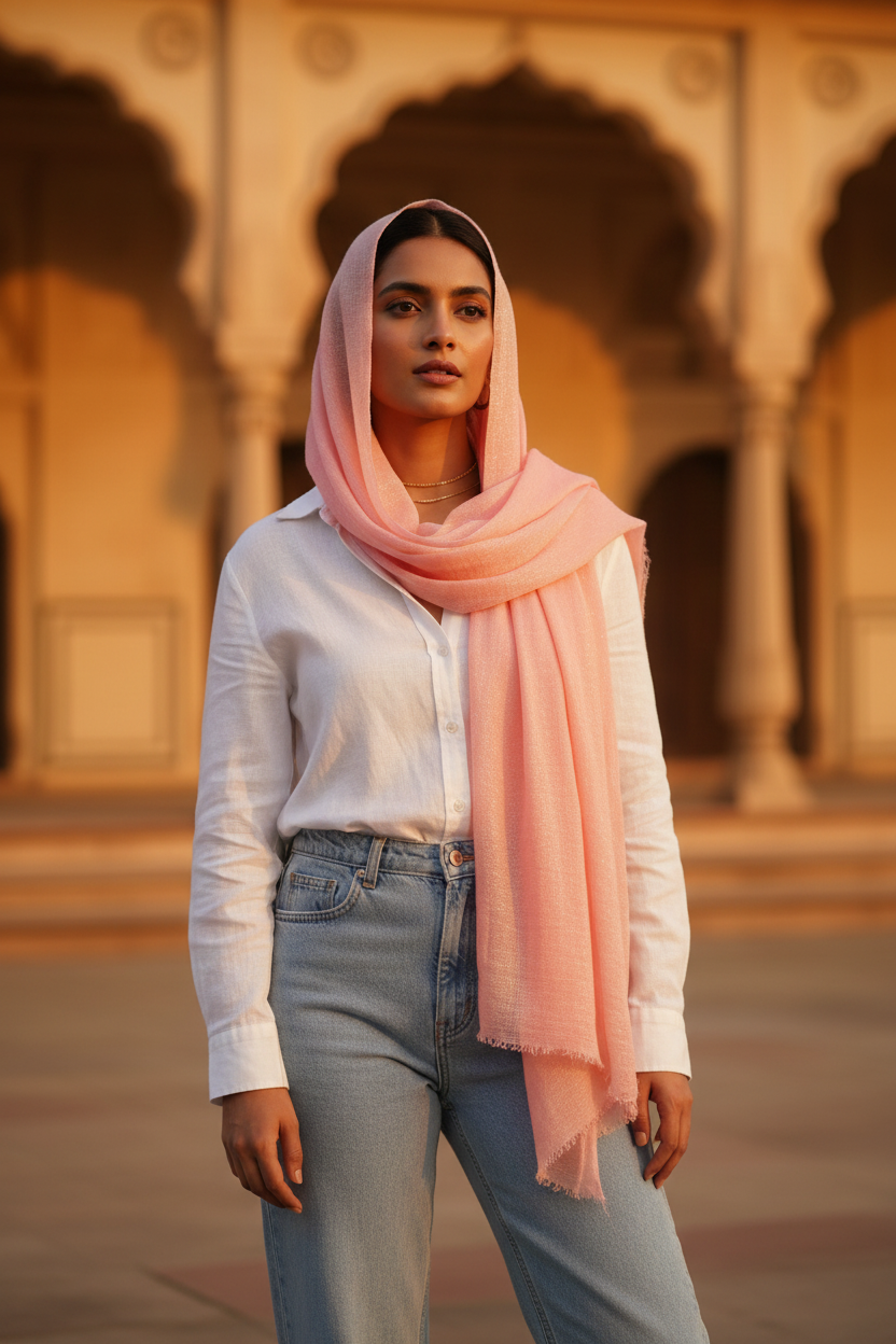 Peach Blush — Crinkled Cotton Scarf