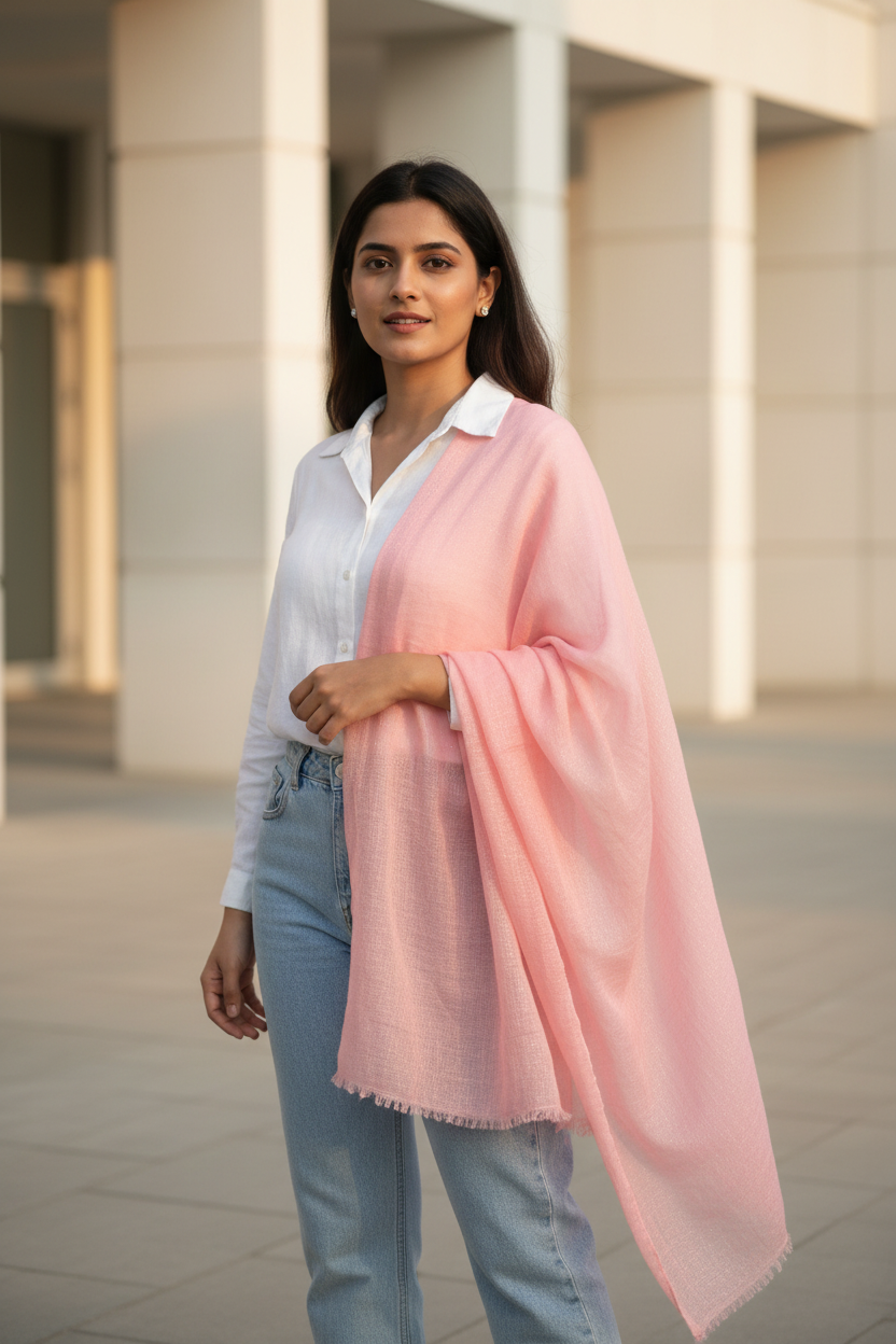 Peach Blush — Crinkled Cotton Scarf