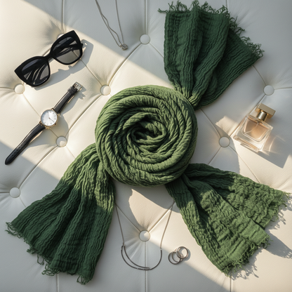 Forest Muse — Crinkled Cotton Scarf