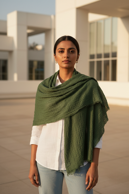 Forest Muse — Crinkled Cotton Scarf