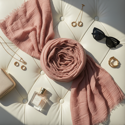 Dusty Rose — Crinkled Cotton Scarf