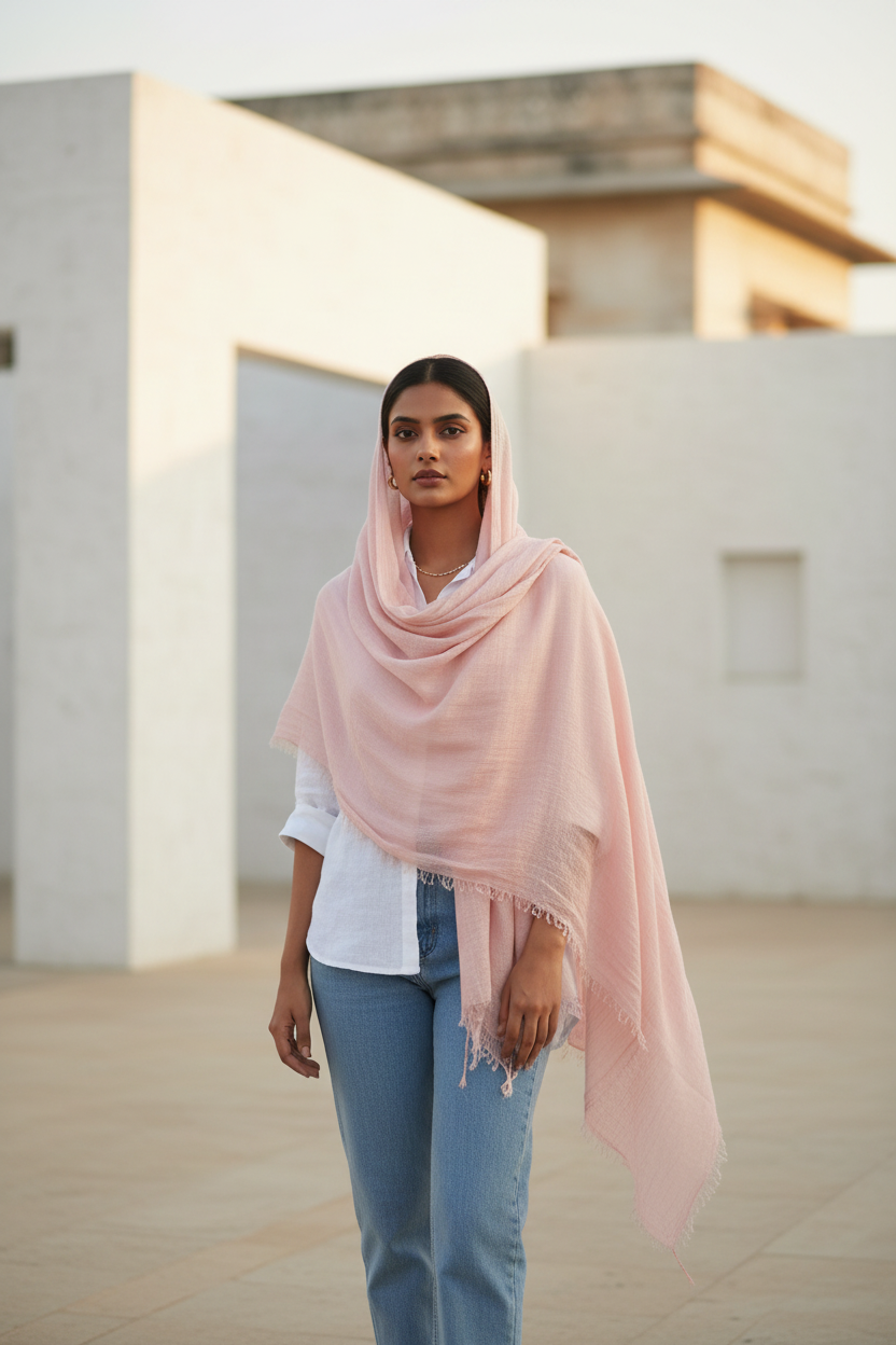 Petal Dust — Crinkled Cotton Scarf