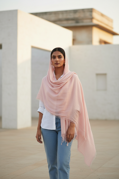 Petal Dust — Crinkled Cotton Scarf