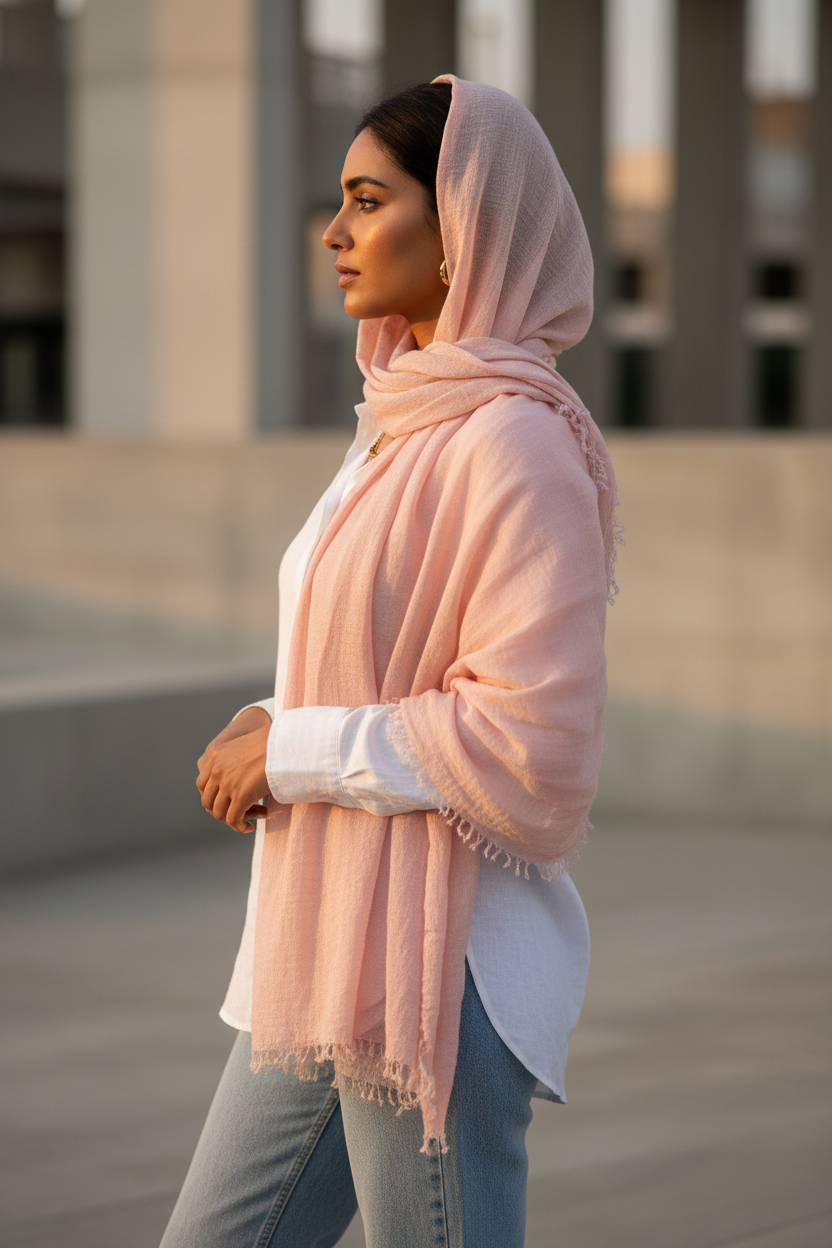 Petal Dust — Crinkled Cotton Scarf