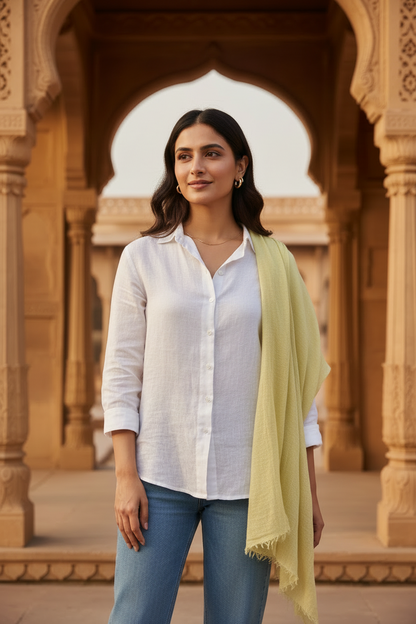 Lemon Whisper — Crinkled Cotton Scarf