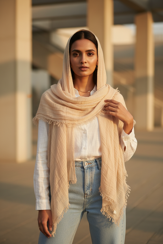 Earth Whisper — Crinkled Cotton Scarf