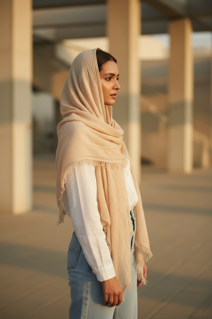 Earth Whisper — Crinkled Cotton Scarf