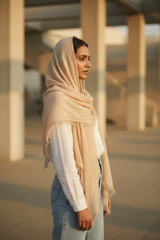 Earth Whisper — Crinkled Cotton Scarf