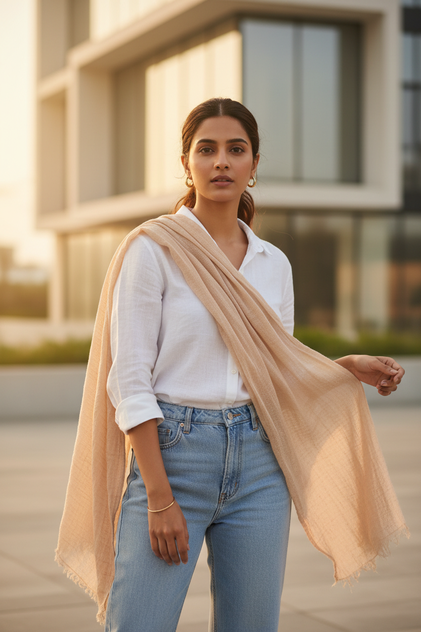 Earth Whisper — Crinkled Cotton Scarf