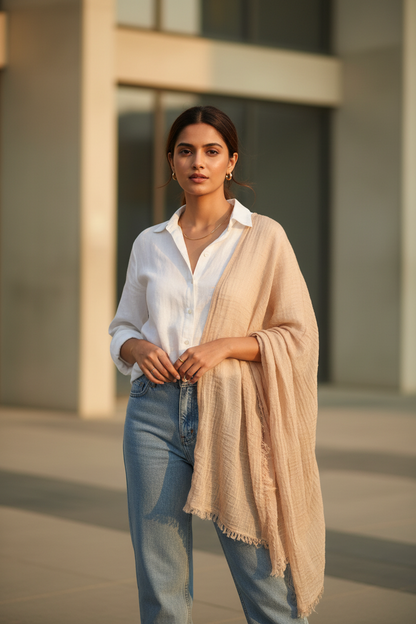 Earth Whisper — Crinkled Cotton Scarf