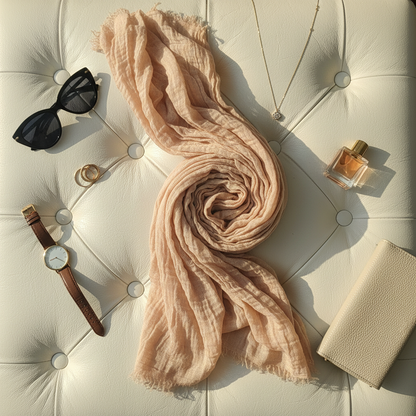Earth Whisper — Crinkled Cotton Scarf