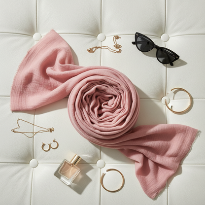 Rosewood Blush — Crinkled Cotton Scarf