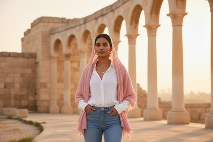 Rosewood Blush — Crinkled Cotton Scarf