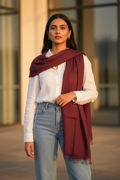 Plum Amber — Crinkled Cotton Scarf