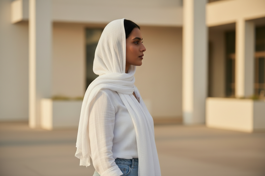 Luna White — Crinkled Cotton Scarf