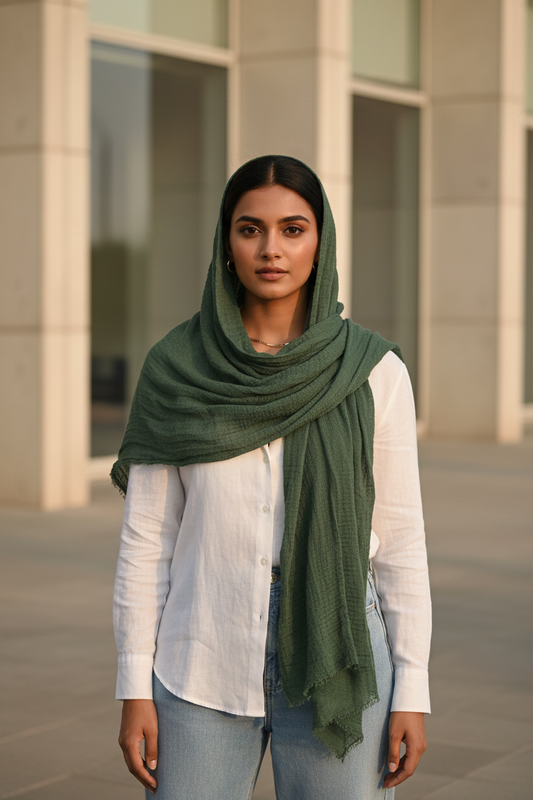 Jade Dune — Crinkled Cotton Scarf