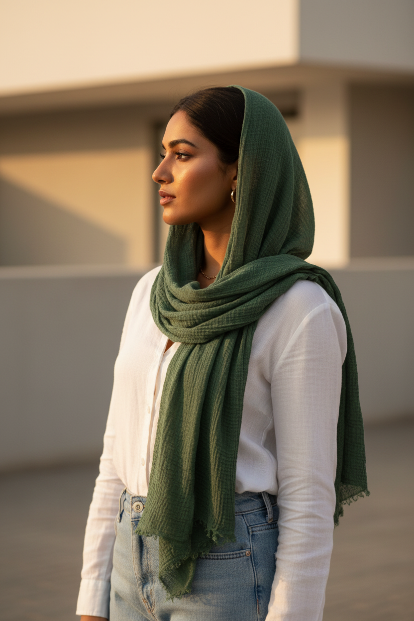 Jade Dune — Crinkled Cotton Scarf