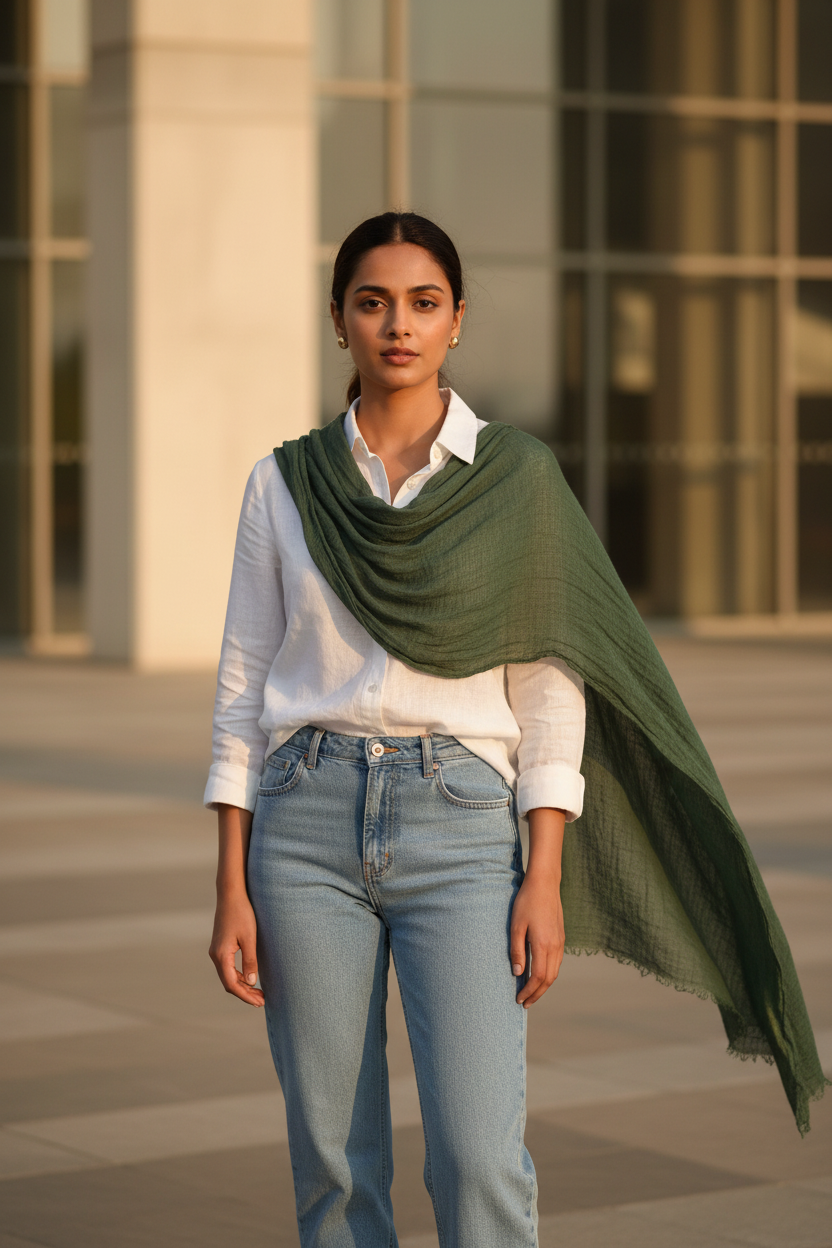 Jade Dune — Crinkled Cotton Scarf