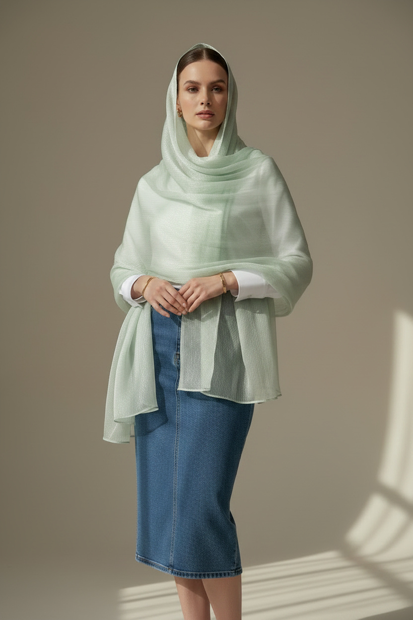 Pastel Pistachio — Zera Organza Scarf