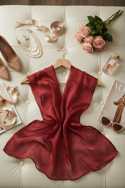 Scarlet Glow — Zera Organza Scarf