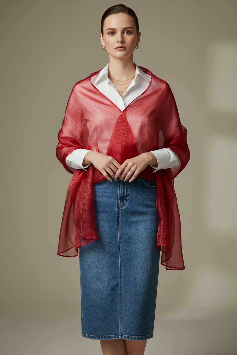 Scarlet Glow — Zera Organza Scarf