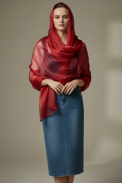 Scarlet Glow — Zera Organza Scarf