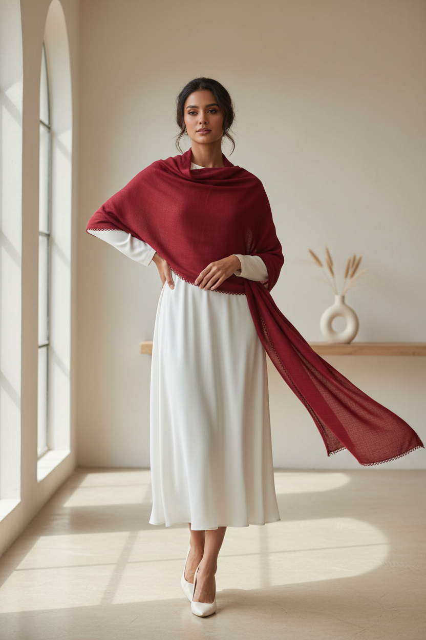 Royal Crimson — Zera Crochet Cotton Scarf