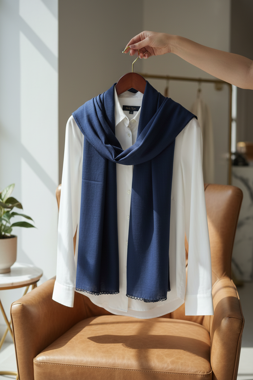 Deep Sapphire — Zera Crochet Cotton Scarf