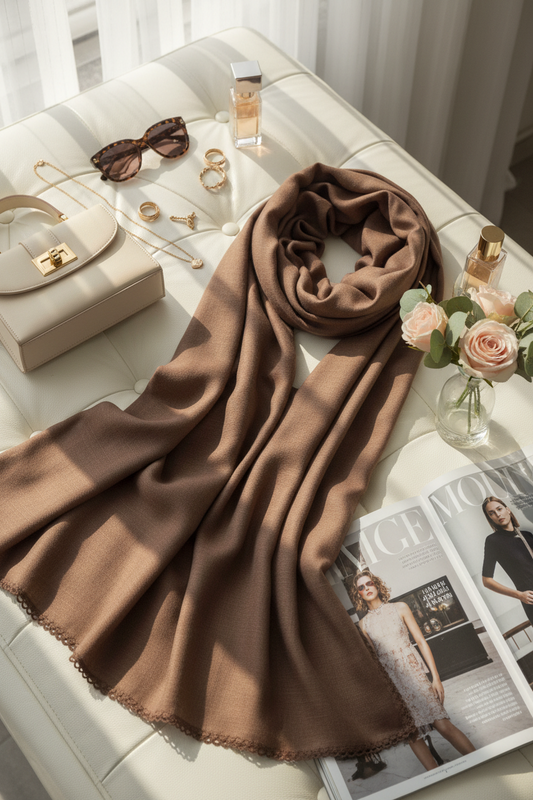 Cocoa Bean — Zera Crochet Cotton Scarf