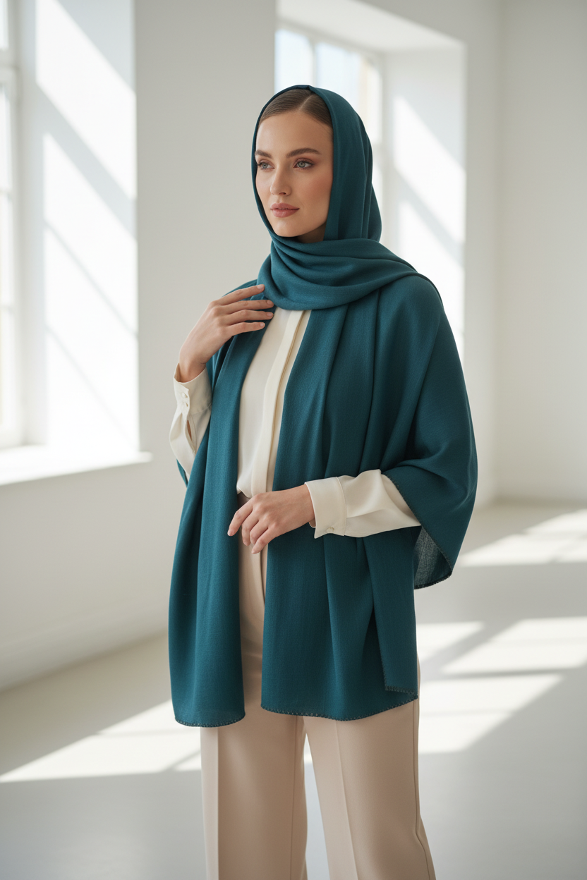 Emerald Tide — Zera Crochet Cotton Scarf