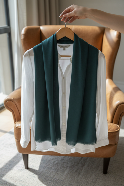 Emerald Tide — Zera Crochet Cotton Scarf