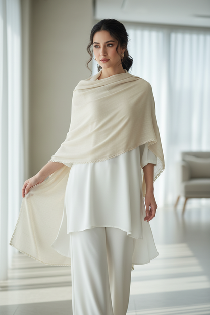 Pearl Beige — Zera Crochet Cotton Scarf