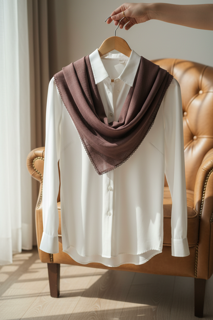 Berry Taupe - Zera Crochet Cotton Scarf
