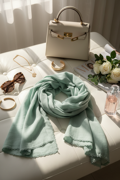 Mint Meadow — Zera Crochet Cotton Scarf