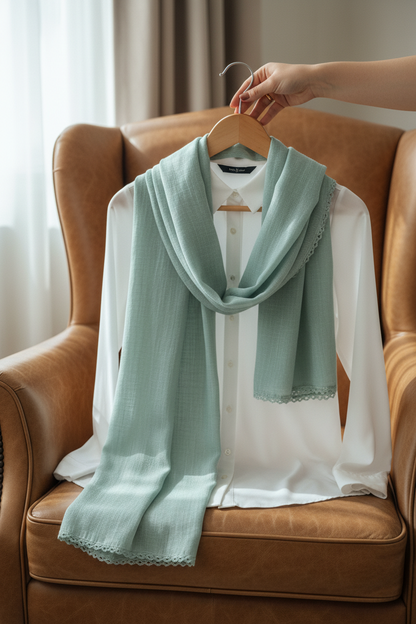 Mint Meadow — Zera Crochet Cotton Scarf