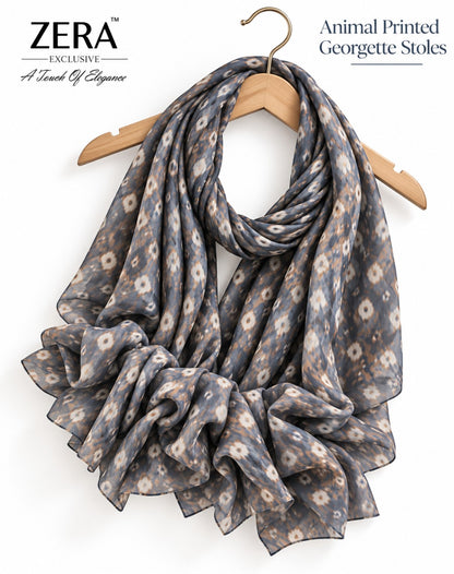 Mocha Leopard Georgette Stole
