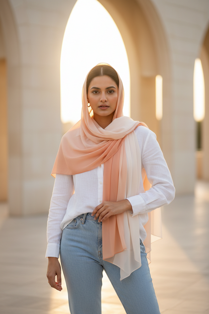 Peach Whisper — HIBA Ombre Georgette Scarf
