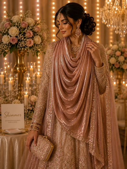 Blush Bronze — Madam Polo Velvet Shimmer Scarf
