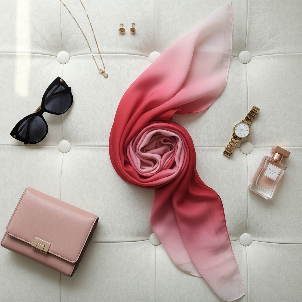 Blush Romance — HIBA Ombre Georgette Scarf